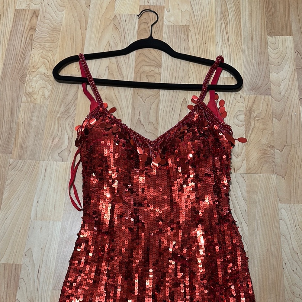 Red Sequin Chemise with Spaghetti Straps